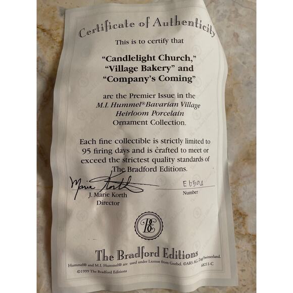 VTG M.I. Hummel Bavarian Village Christmas Ornaments, set of 3, "Village Bakery" - Picture 8 of 8